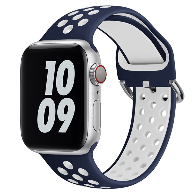 KALEBOL For Apple Watch 10 46mm / Ultra 2 / Ultra 49mm / 9 8 7 45mm / SE (2023) SE (2022) SE 6 5 4 44mm / 3 2 1 42mm Silicone Watch Band - Blue+White