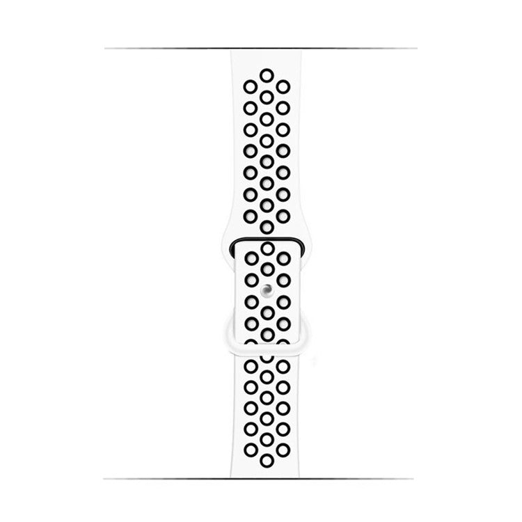 KALEBOL For Apple Watch Series 10 42mm / 9 8 7 41mm / SE (2023) SE (2022) SE 6 5 4 40mm / 3 2 1 38mm Sporty Silicone Watch Band - White+Black