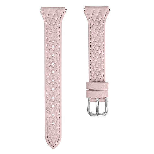 For Garmin Vivomove HR / Vivomove Rhombus Design Top-layer Cow Leather Watch Bracelet Band - Pink