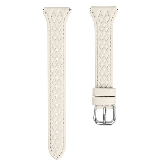 For Garmin Vivomove HR / Vivomove Rhombus Design Top-layer Cow Leather Watch Bracelet Band - Apricot