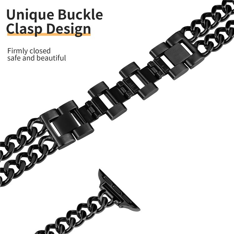 For Apple Watch 10 46mm / Ultra 2 / Ultra 49mm / 9 8 7 45mm / SE (2023) SE (2022) SE 6 5 4 44mm / 3 2 1 42mm Stainless Steel Band - Black
