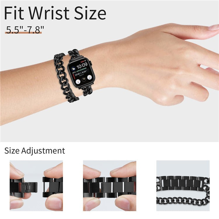For Apple Watch 10 46mm / Ultra 2 / Ultra 49mm / 9 8 7 45mm / SE (2023) SE (2022) SE 6 5 4 44mm / 3 2 1 42mm Stainless Steel Band - Black