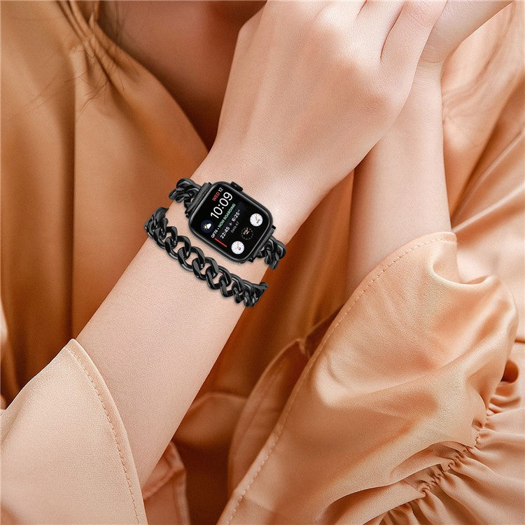 For Apple Watch 10 46mm / Ultra 2 / Ultra 49mm / 9 8 7 45mm / SE (2023) SE (2022) SE 6 5 4 44mm / 3 2 1 42mm Stainless Steel Band - Black