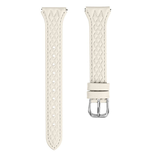 For TicWatch 2  /  E  /  C2 (Black  /  Silver Dial) Genuine Cow Leather Rhombus Imprinted Watchband - Apricot