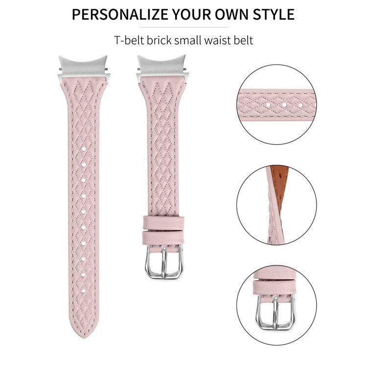 For Samsung Galaxy Watch6 40mm / 44mm / Watch6 Classic 43mm / 47mm Watch Strap Top-Layer Cow Leather Watchband - Pink
