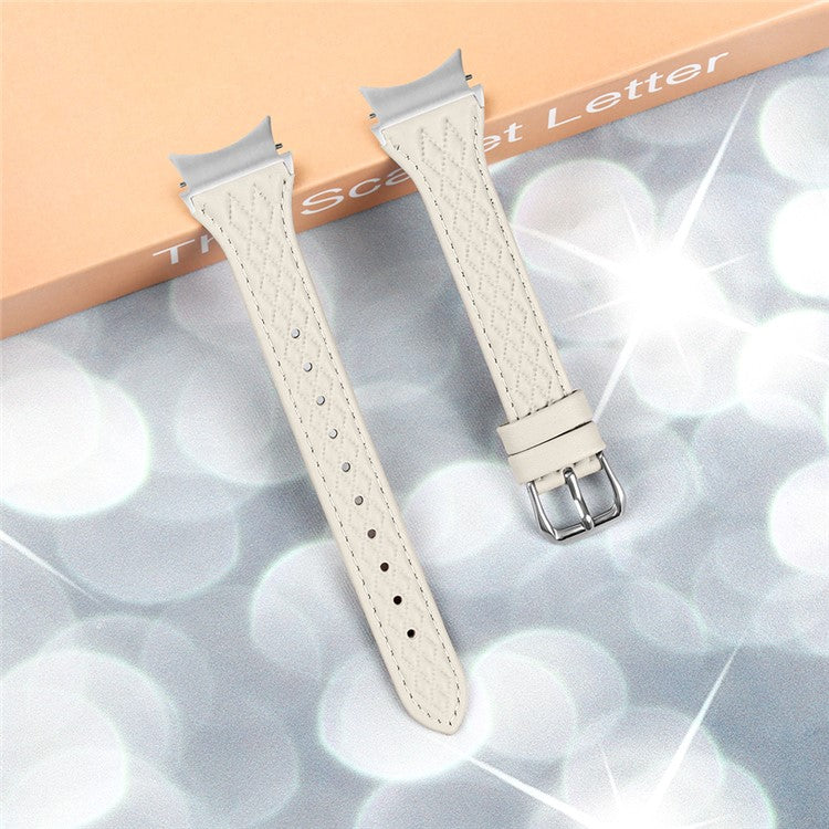 For Samsung Galaxy Watch6 40mm / 44mm / Watch6 Classic 43mm / 47mm Watch Strap Top-Layer Cow Leather Watchband - Apricot