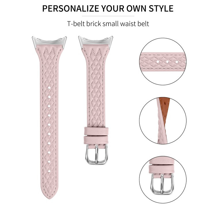 For Google Pixel Watch / Watch 2 Watch Strap Top-Layer Cow Leather Watch Band - Pink