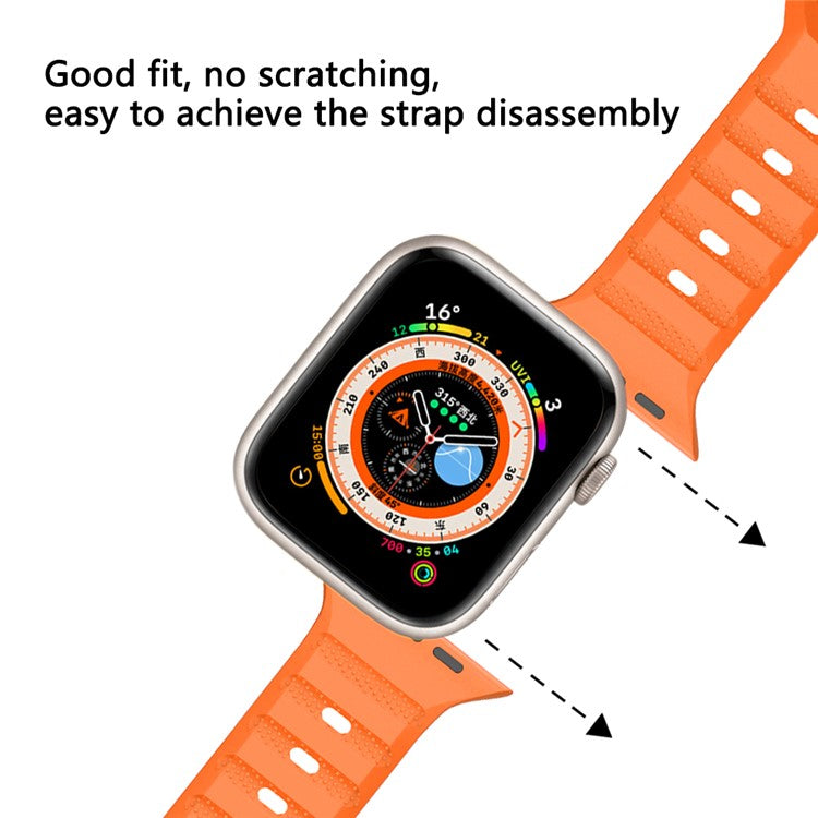 For Apple Watch Series 10 42mm / 9 8 7 41mm / SE (2023) SE (2022) SE 6 5 4 40mm / 3 2 1 38mm Band Fluororubber Watch Straps - Orange