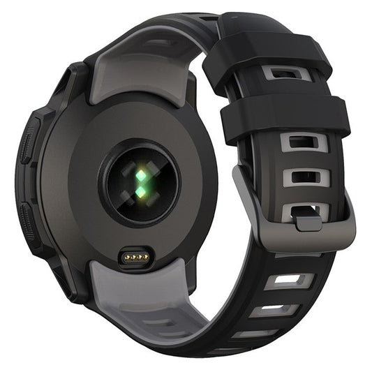 For Garmin Instinct 2X Silicone Watch Straps Dual Color Wrist Band - Black+Grey