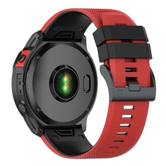 KALEBOL KLB-SSGJ-001 For Garmin Fenix 7 / Fenix 7 Pro Sport Straps 22mm Silicone Watch Band - Red+Black