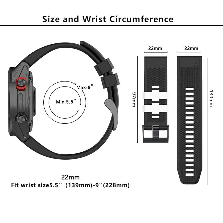 KALEBOL KLB-SSGJ-001 For Garmin Fenix 7 / Fenix 7 Pro Sport Straps 22mm Silicone Watch Band - Red+Black