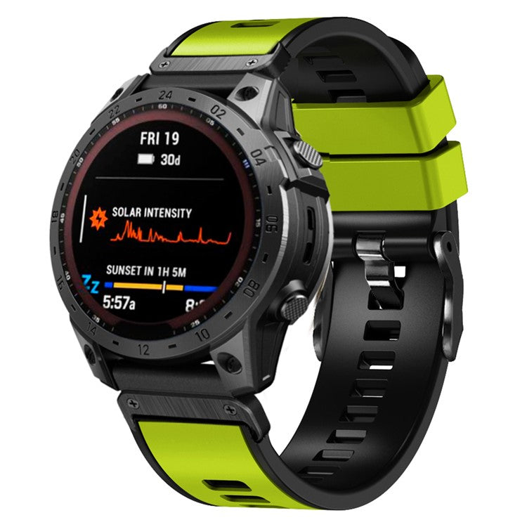 KALEBOL KLB-SSGJ-001 For Garmin Fenix 7X / 7X Pro Silicone Watch Band 26mm Strap Dual Color - Lime+Black