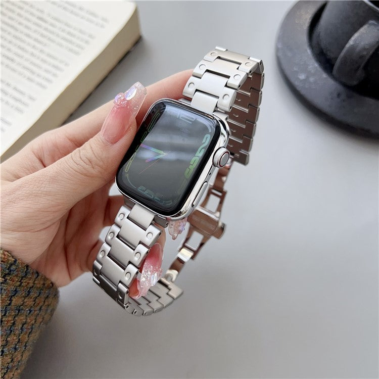 For Apple Watch 10 46mm / Ultra 2 / Ultra 49mm / 9 8 7 45mm / SE (2023) SE (2022) SE 6 5 4 44mm / 3 2 1 42mm Stainless Steel  Strap - Starlight