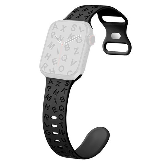 For Apple Watch 10 46mm / Ultra 2 / Ultra 49mm / 9 8 7 45mm / SE (2023) SE (2022) SE 6 5 4 44mm / 3 2 1 42mm Silicone Watch Strap - Black