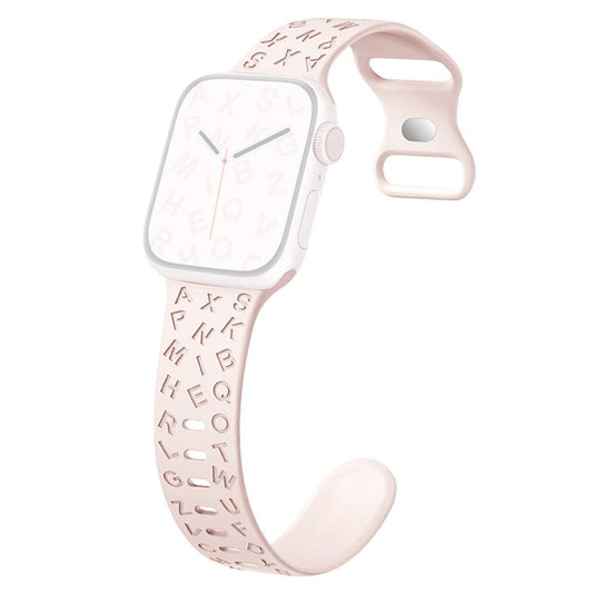 For Apple Watch Series 10 42mm / 9 8 7 41mm / SE (2023) SE (2022) SE 6 5 4 40mm / 3 2 1 38mm Silicone Wristband with Butterfly Buckle - Bright Pink