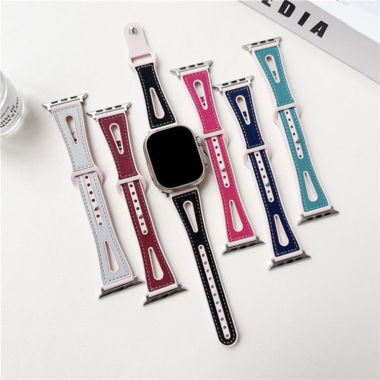 For Apple Watch 10 46mm / Ultra 2 / Ultra 49mm / 9 8 7 45mm / SE (2023) SE (2022) SE 6 5 4 44mm / 3 2 1 42mm Glitter Watch Strap - Hot Pink