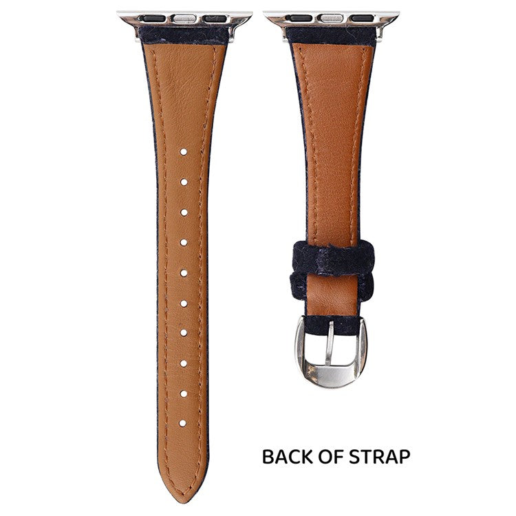 For Apple Watch 10 46mm / Ultra 2 / Ultra 49mm / 9 8 7 45mm / SE (2023) SE (2022) SE 6 5 4 44mm / 3 2 1 42mm Slim Woolen Watch Strap - Black