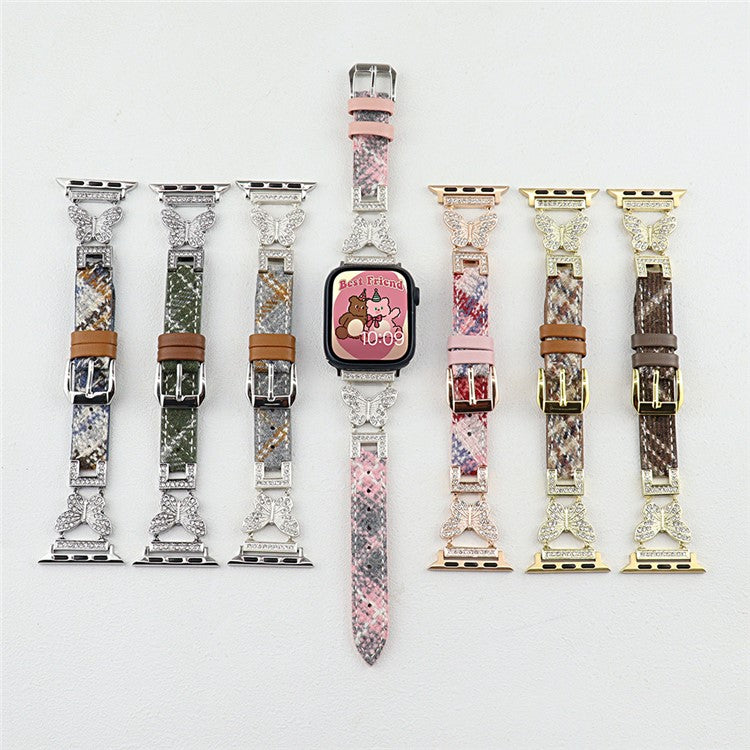 For Apple Watch Series 10 42mm / 9 8 7 41mm / SE (2023) SE (2022) SE 6 5 4 40mm / 3 2 1 38mm Watch Band with Butterfly Connectors - Grey