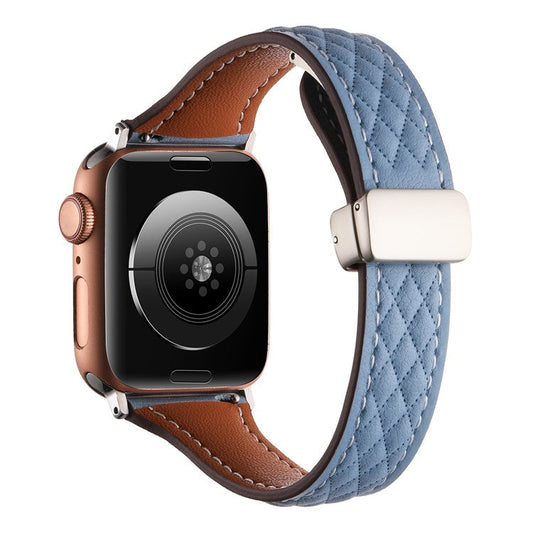 Watch Band for Apple Watch Series 10 42mm / 9 8 7 41mm / 6 5 4 SE (2022) SE (2023) SE 40mm / Series 3 2 1 38mm Genuine Cow Leather Strap - Sky Blue