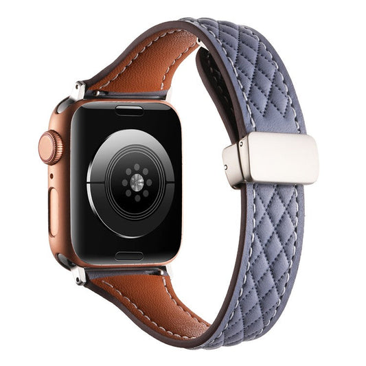 Watch Band for Apple Watch Series 10 42mm / 9 8 7 41mm / 6 5 4 SE (2022) SE (2023) SE 40mm / Series 3 2 1 38mm Genuine Cow Leather Strap - Blue-Grey