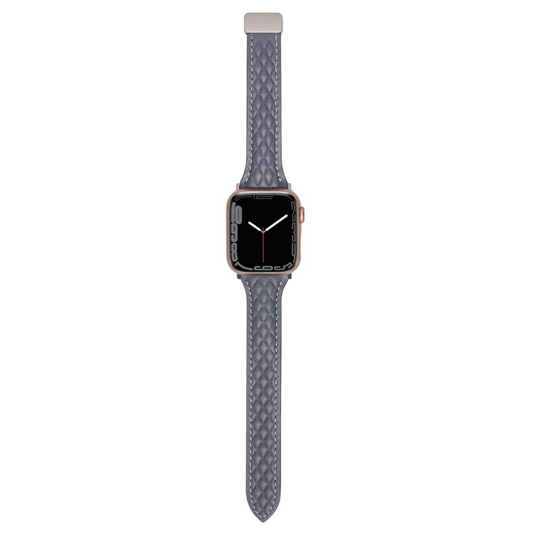 Watch Band for Apple Watch Series 10 42mm / 9 8 7 41mm / 6 5 4 SE (2022) SE (2023) SE 40mm / Series 3 2 1 38mm Genuine Cow Leather Strap - Blue-Grey