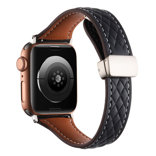 Watch Band for Apple Watch Series 10 42mm / 9 8 7 41mm / 6 5 4 SE (2022) SE (2023) SE 40mm / Series 3 2 1 38mm Genuine Cow Leather Strap - Black
