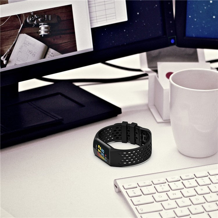 For Fitbit Charge 6 / Charge 5 Replacement Wrist Band Breathable Silicone Smartwatch Strap - Pink