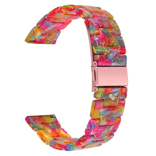 For FITVII HM08 Resin Watch Band Waterproof Replacement Watch Strap - Tortoiseshell Color - Rainbow Candy