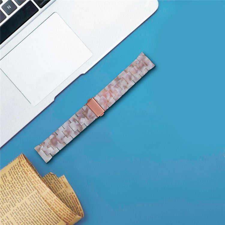 For FITVII HM08 Resin Watch Band Waterproof Replacement Watch Strap - Tortoiseshell Color - Pink Flower