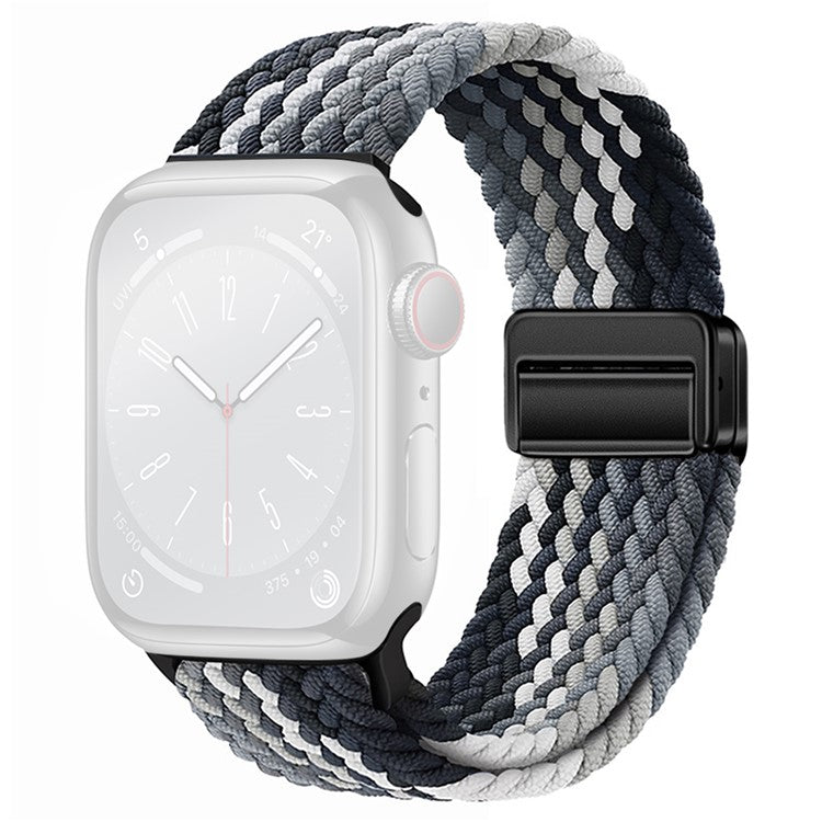 For Apple Watch Series 10 42mm / 9 8 7 41mm / SE (2023) SE (2022) SE 6 5 4 40mm / 3 2 1 38mm Nylon Watch Band Magnetic Strap - Gradient Black