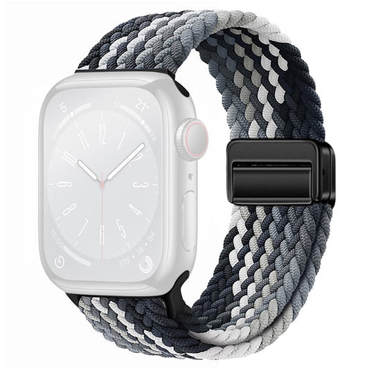 For Apple Watch Series 10 42mm / 9 8 7 41mm / SE (2023) SE (2022) SE 6 5 4 40mm / 3 2 1 38mm Nylon Watch Band Magnetic Strap - Gradient Black
