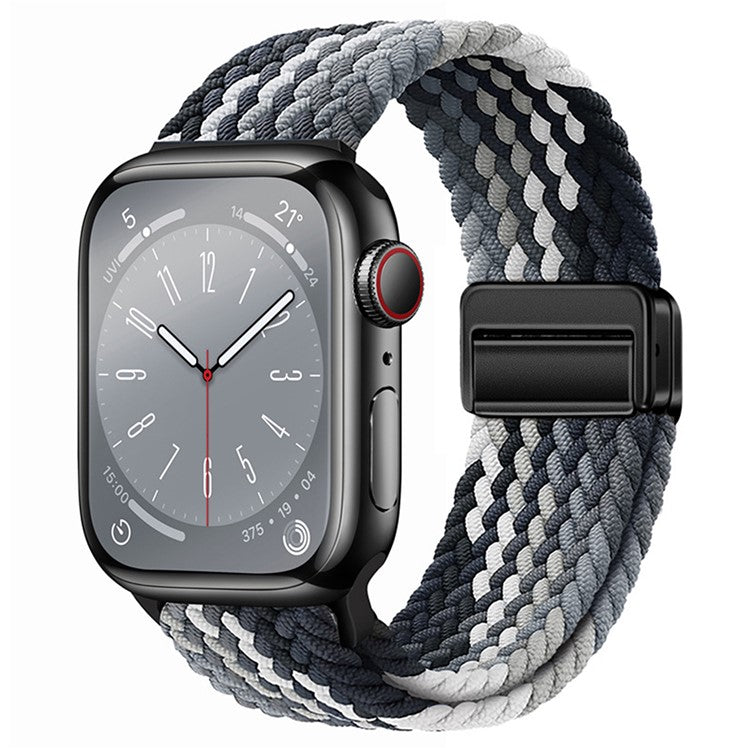 For Apple Watch Series 10 42mm / 9 8 7 41mm / SE (2023) SE (2022) SE 6 5 4 40mm / 3 2 1 38mm Nylon Watch Band Magnetic Strap - Gradient Black