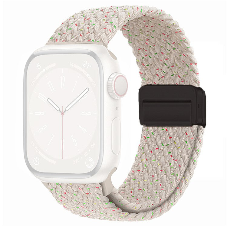 For Apple Watch Series 10 42mm / 9 8 7 41mm / SE (2023) SE (2022) SE 6 5 4 40mm / 3 2 1 38mm Nylon Watch Band Magnetic Strap - Starlight Colorful