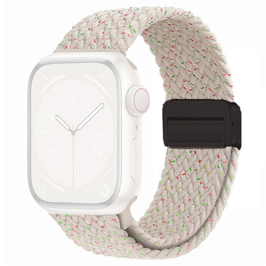 For Apple Watch Series 10 42mm / 9 8 7 41mm / SE (2023) SE (2022) SE 6 5 4 40mm / 3 2 1 38mm Nylon Watch Band Magnetic Strap - Starlight Colorful