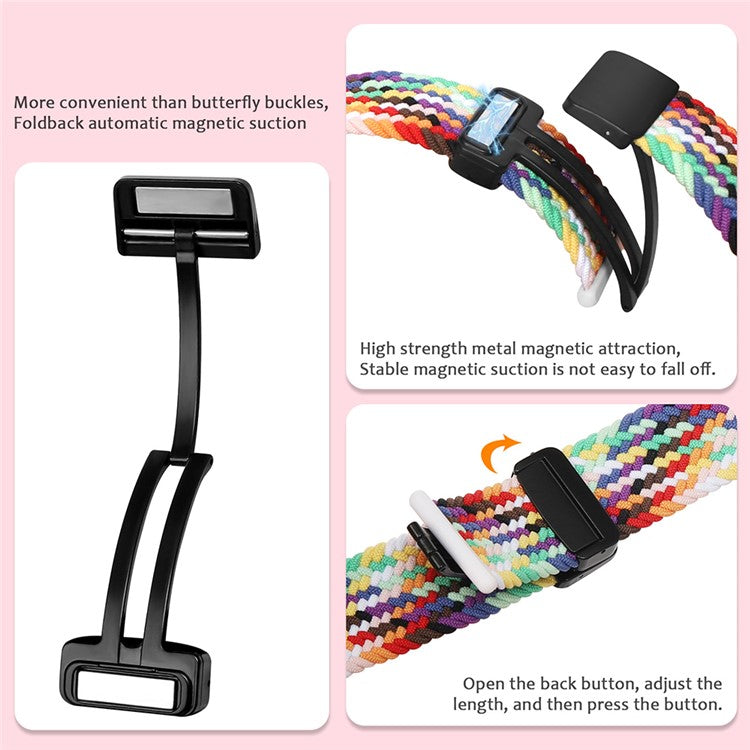 For Apple Watch Series 10 42mm / 9 8 7 41mm / SE (2023) SE (2022) SE 6 5 4 40mm / 3 2 1 38mm Nylon Watch Band Magnetic Strap - Wave / Blue+White
