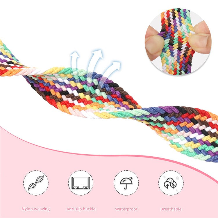 For Apple Watch 10 46mm / Ultra 2 / Ultra 49mm / 9 8 7 45mm / SE (2023) SE (2022) SE 6 5 4 44mm / 3 2 1 42mm Watch Strap Nylon Wristband - Starlight Pink