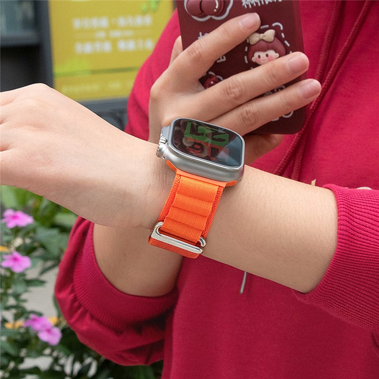 KALEBOL For Apple Watch Series 10 42mm / 9 8 7 41mm / SE (2023) SE (2022) SE 6 5 4 40mm / 3 2 1 38mm Watch Strap Nylon Loop Band - Orange+Black