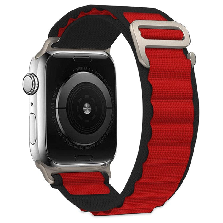 KALEBOL For Apple Watch Series 10 42mm / 9 8 7 41mm / SE (2023) SE (2022) SE 6 5 4 40mm / 3 2 1 38mm Watch Strap Nylon Loop Band - Black+Red