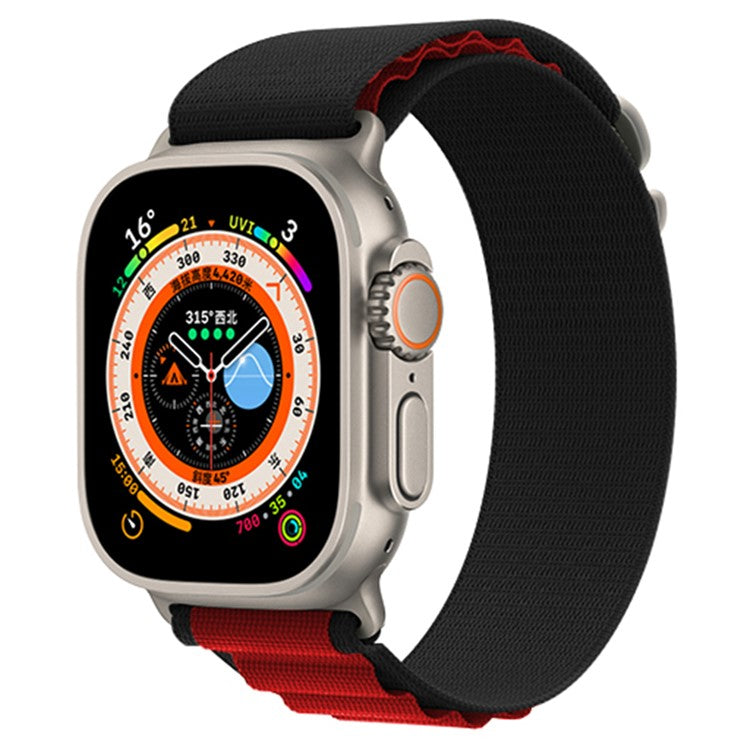 KALEBOL For Apple Watch Series 10 42mm / 9 8 7 41mm / SE (2023) SE (2022) SE 6 5 4 40mm / 3 2 1 38mm Watch Strap Nylon Loop Band - Black+Red