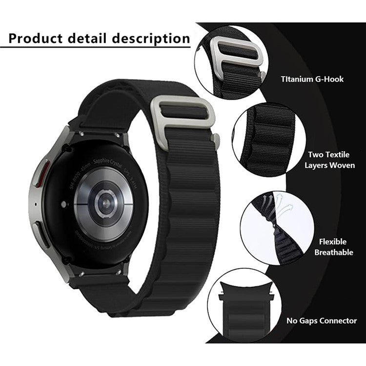 KALEBOL KLB-GSNL-001 For Samsung Galaxy Watch6 / Watch6 Classic / Watch 5 Nylon Watch Strap Adjustable Band - Army Green