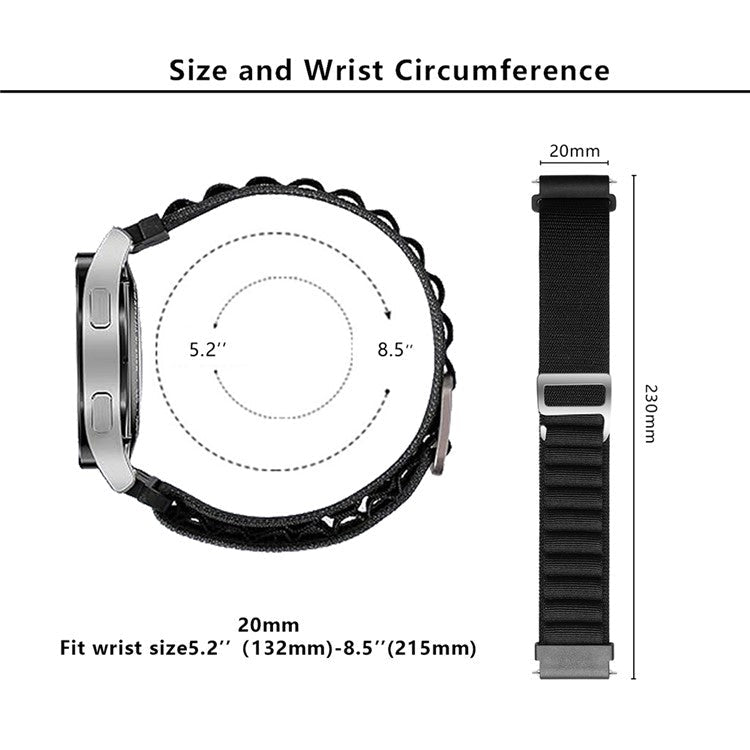KALEBOL KLB-GSNL-001 For Samsung Galaxy Watch6 / Watch6 Classic Nylon Watch Band 20mm Wrist Strap - Orange