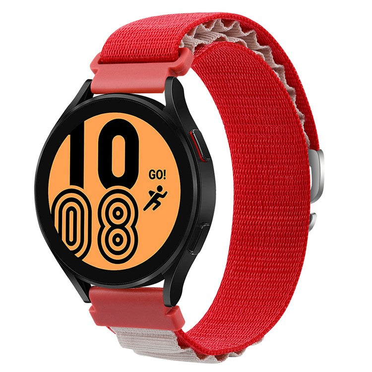 KALEBOL KLB-GSNL-001 For Samsung Galaxy Watch6 / Watch6 Classic Nylon Watch Band 20mm Wrist Strap - Red+White