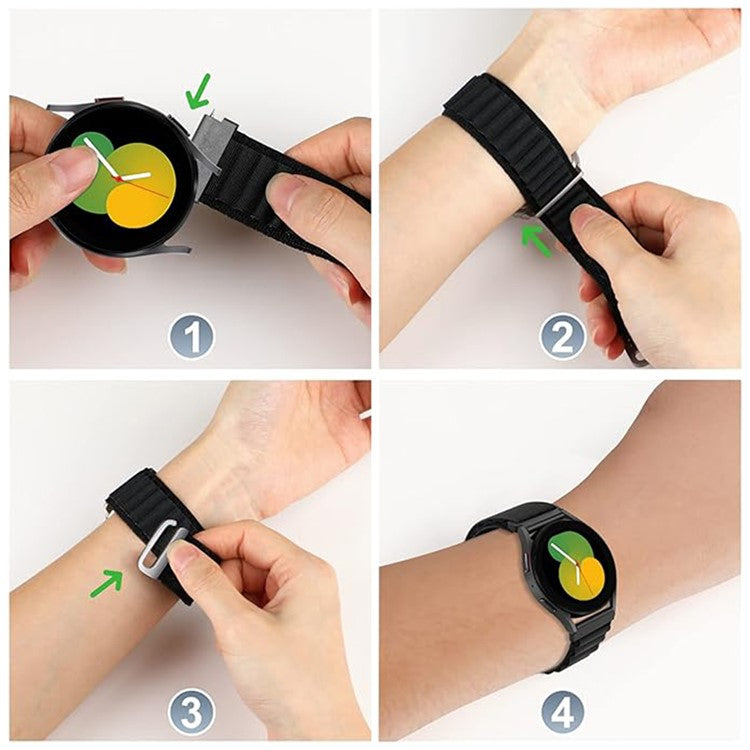 KALEBOL KLB-GSNL-001 For Samsung Galaxy Watch3 45mm / Huawei Watch GT4 46mm Watch Strap 22mm Nylon Wristband - Orange+Green