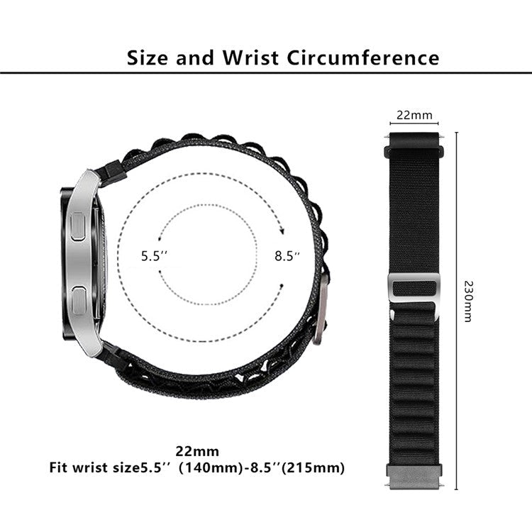 KALEBOL KLB-GSNL-001 For Samsung Galaxy Watch3 45mm / Huawei Watch GT4 46mm Watch Strap 22mm Nylon Wristband - Orange+Green