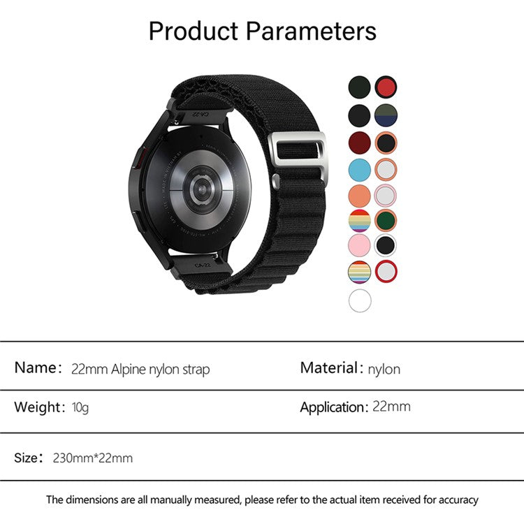 KALEBOL KLB-GSNL-001 For Samsung Galaxy Watch3 45mm / Huawei Watch GT4 46mm Watch Strap 22mm Nylon Wristband - Black+Red