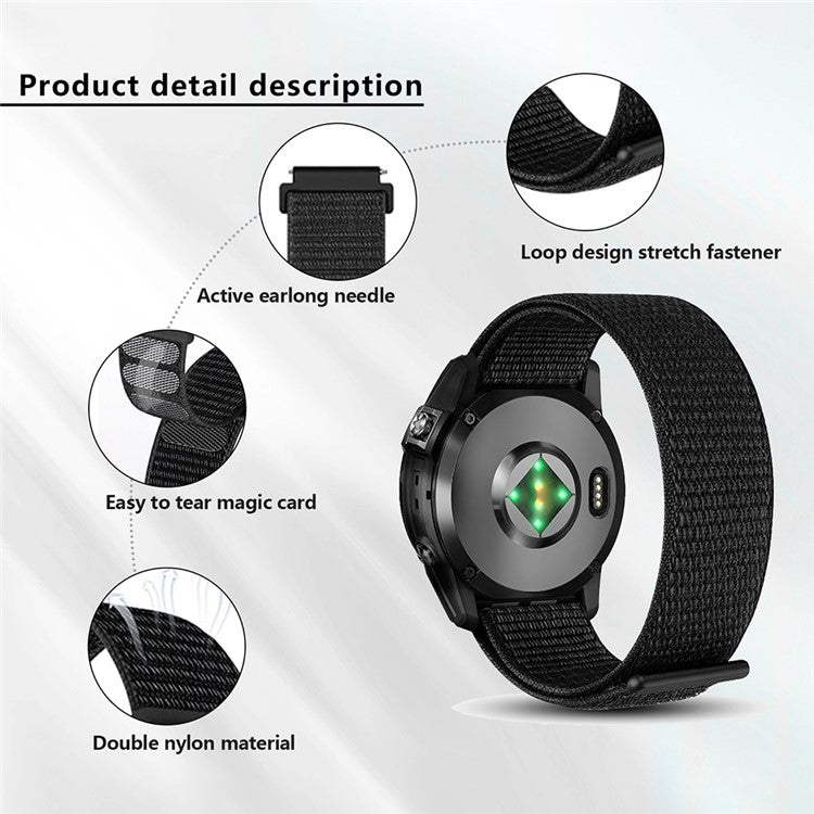 KALEBOL KLB-NLHH-001 For Samsung Galaxy Watch6 / Watch6 Classic Watch Strap 20mm Nylon Loop Band - Bright Pink