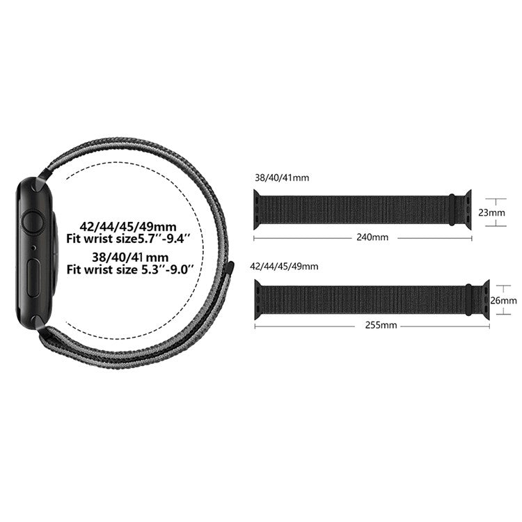 KALEBOL For Apple Watch Series 10 42mm / 9 8 7 41mm / SE (2023) SE (2022) SE 6 5 4 40mm / 3 2 1 38mm Nylon Loop Watch Band - Bright Green+Blue