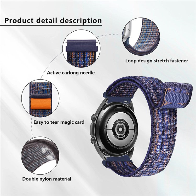KALEBOL KLB-NLHH-002 For Samsung Galaxy Watch6 / Watch6 Classic 20mm Watch Band Nylon Loop Strap - Bright Green+Blue