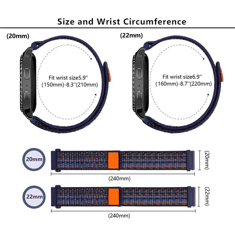 KALEBOL KLB-NLHH-002 For Samsung Galaxy Watch6 / Watch6 Classic 20mm Watch Band Nylon Loop Strap - Bright Green+Blue