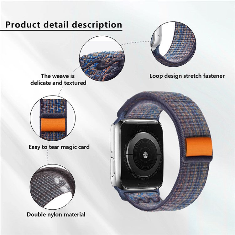 KALEBOL For Apple Watch 10 46mm / Ultra 2 / Ultra 49mm / 9 8 7 45mm / SE (2023) SE (2022) SE 6 5 4 44mm / 3 2 1 42mm Nylon Watch Band - Midnight